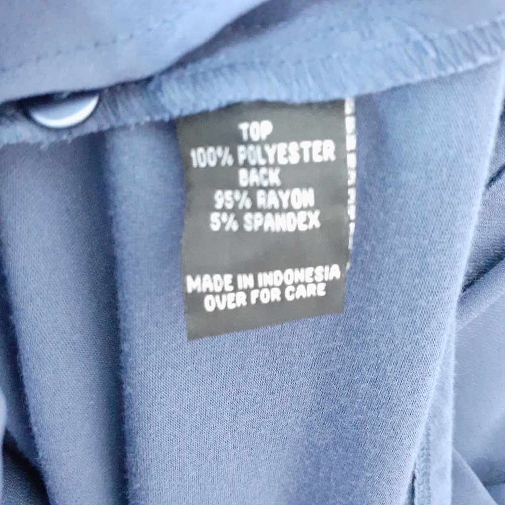 BCX Zip Front Blouse S Tab Button Sleeves Blue 923 - Picture 6 of 7